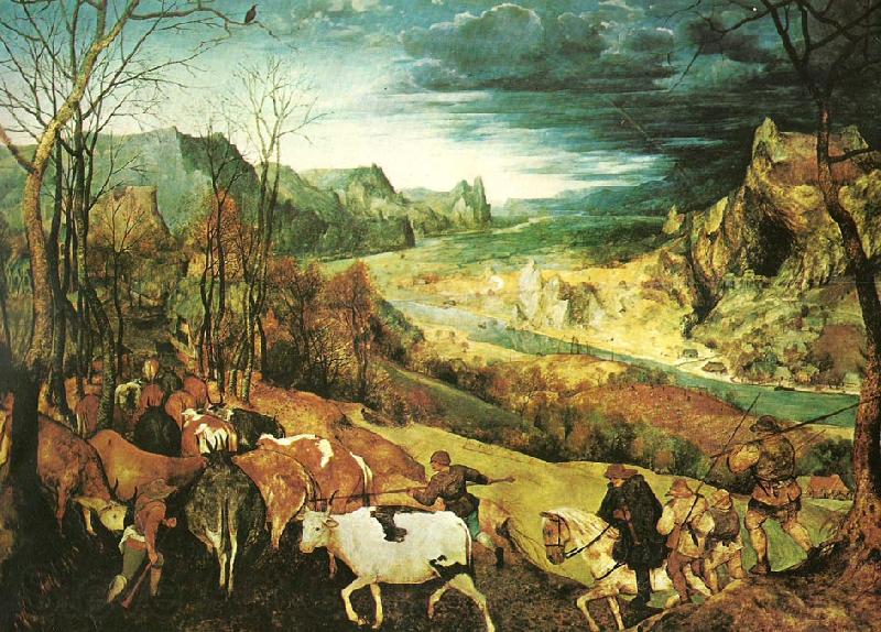 Pieter Bruegel hjorden drives hem ,oktober eller november